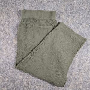 Soft Surroundings Ankle Pants 100% Cotton Gauze Olive Green High Waist Womens 2X